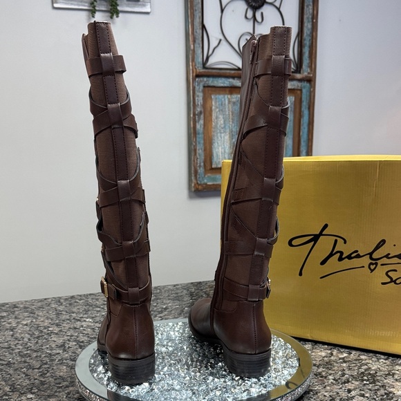 Thalia Sodi Veronica Dark Brown Heeled Boots Riding Boots NWT 7 - Picture 8 of 15